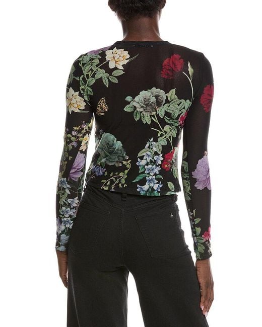 Alice + Olivia Black Alice + Olivia Delania Mesh Crop Top