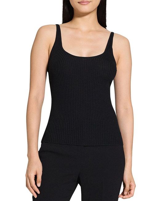 Theory Black Regal Ribbed Tank Top
