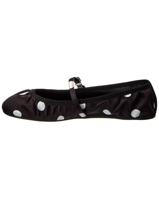 Dolce & Gabbana Black Satin Ballet Flats With Polka Dot Pattern