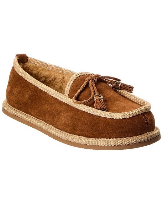 Céline Brown Boubou Suede & Shearling Slipper