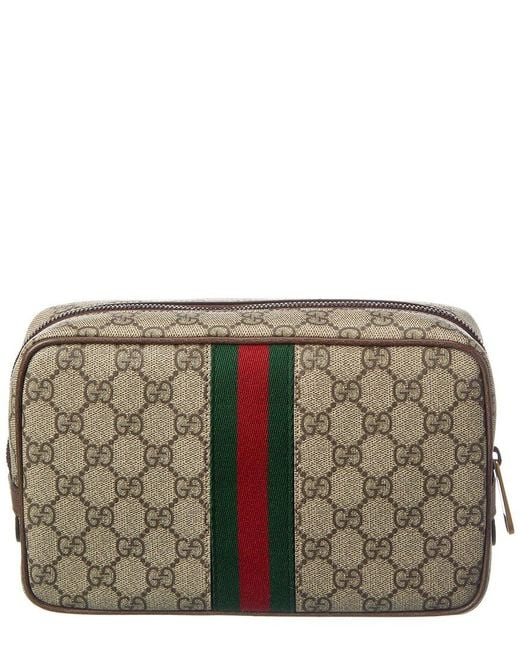 Gucci Gray Gg Savoy Medium Gg Supreme Canvas & Leather Toiletry Case