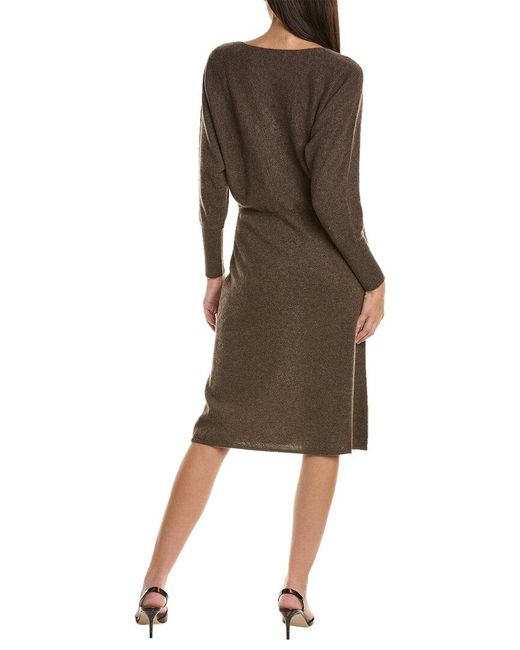 Sofiacashmere Brown Off-the-shoulder Cashmere Dress