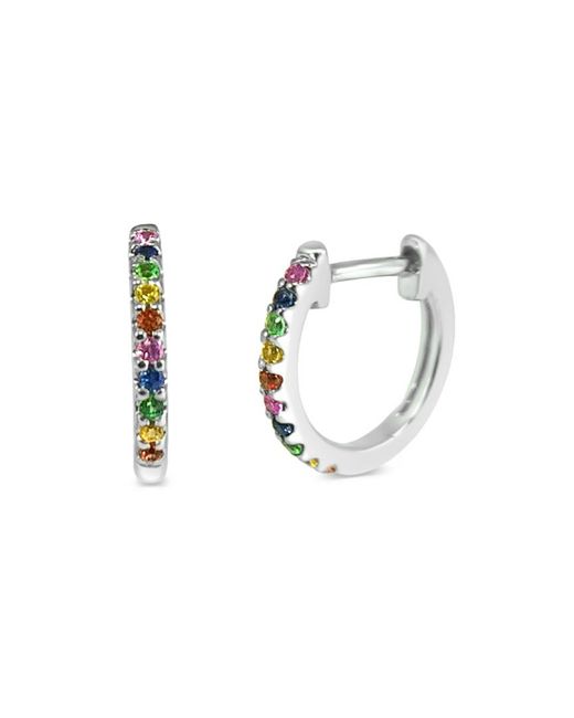 Sabrina Designs White 14k .16 Ct. Tw. Sapphire Rainbow Huggie Hoops