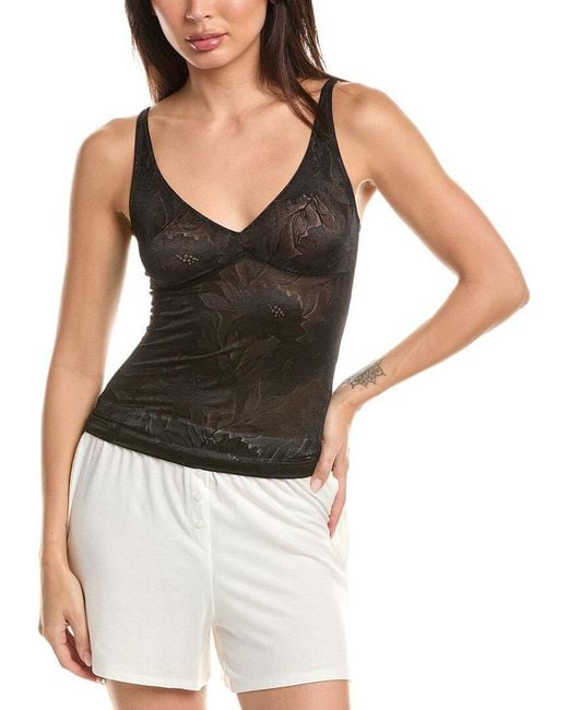 Hanro Black Tina Plunge Neck Tank
