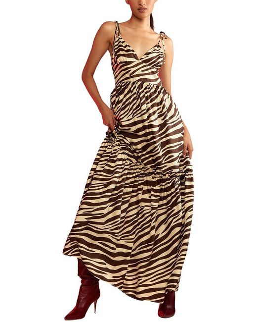 Cynthia Rowley Natural Wild Side Silk Maxi Dress