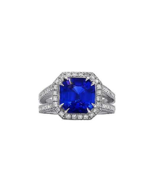 Diana M Blue Fine Jewelry 18k 5.18 Ct. Tw. Diamond & Sapphire Half-eternity Ring