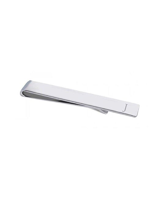 Stephen Oliver White Silver Plated J Initial Cufflinks & Tie Bar for men
