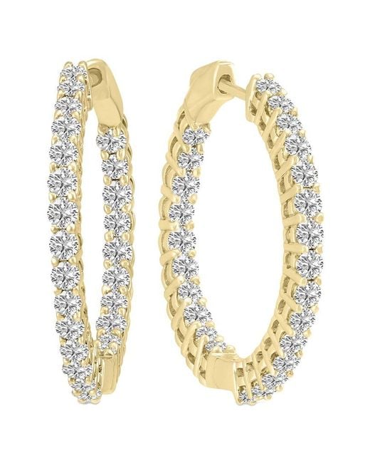Lab Grown Diamonds Metallic 14k 3.00 Ct. Tw. Lab Grown Diamond Hoops