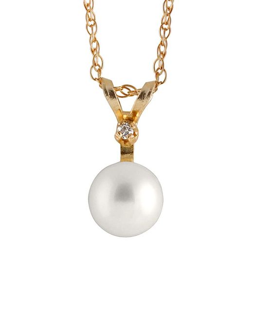 Splendid White 14k 0.01 Ct. Tw. Diamond & 5-5.5mm Akoya Pearl Necklace