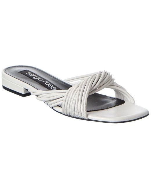 Sergio Rossi White Akida Leather Sandal