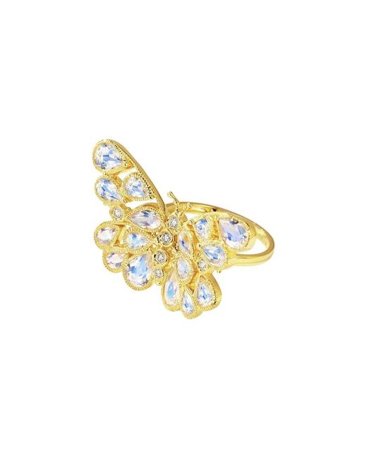 Nina Zhou Jewelry Metallic 14K 3.25 Ct. Tw. Diamond & Moonstone Cocktail Ring