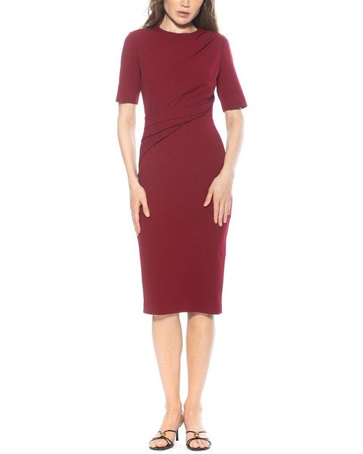 Alexia Admor Women's Red Harper Crewneck Draped Sheath Dress Alexia Admor Women's Red Harper Crewneck Draped Sheath Dress