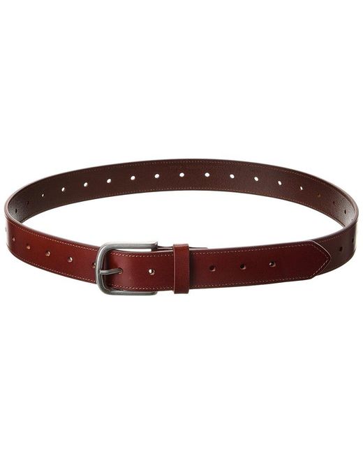 Brass Mark Brown Stitched Leather Casual Belt for men
