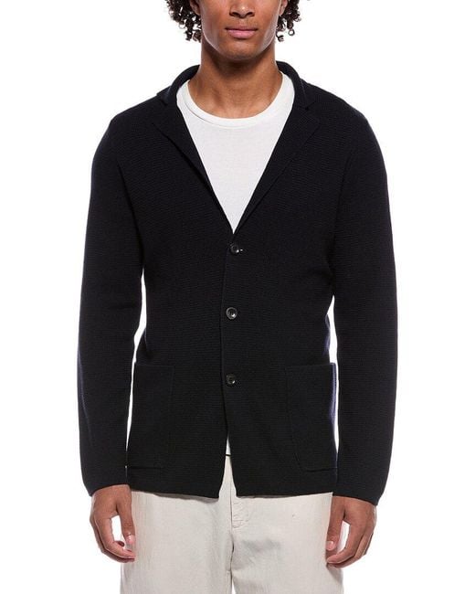 Slowear Black Virgin Wool Sweater Jacket for men