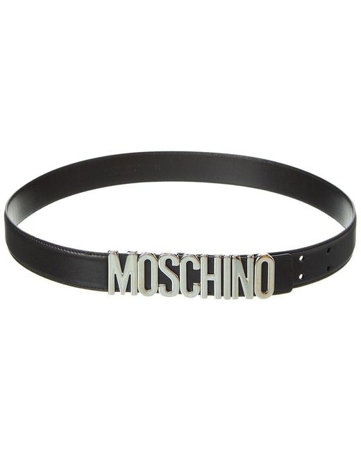Moschino Black Leather Belt for men