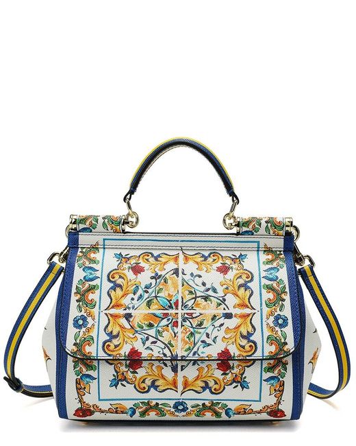 Tiffany & Fred Paris Blue Saffiano Painted Leather Top Handle Bag