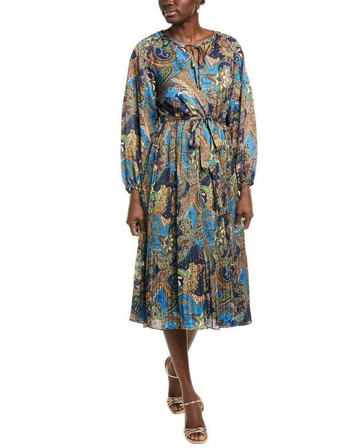 Tahari Green Paisley Midi Dress