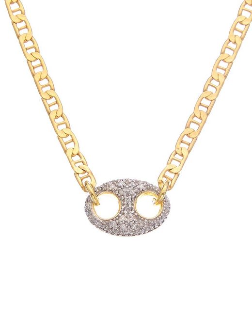 Meshmerise Metallic 18K Over 0.20 Ct. Tw. Diamond Puffed Mariner Necklace