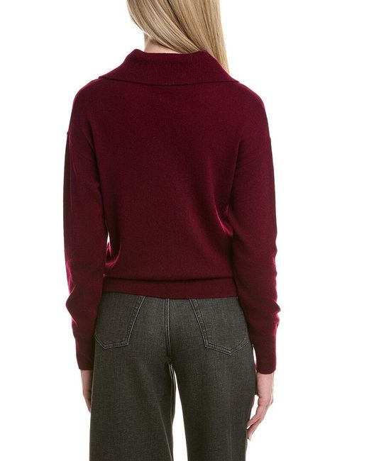 Bruno Magli Red Half Button Placket Wool & Cashmere-Blend Pullover
