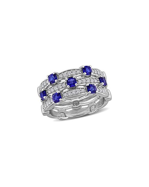 Rina Limor Blue 1.35 Ct. Tw. Lab-Grown Diamond & Lab-Grown Sapphire Semi- Eternity Ring