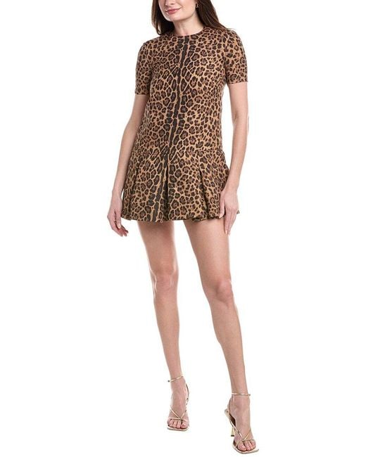 Valentino Wool & Silk-Blend Mini Dress in Brown | Lyst UK