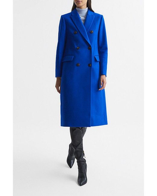 Reiss Blue Darla Wool-blend Coat