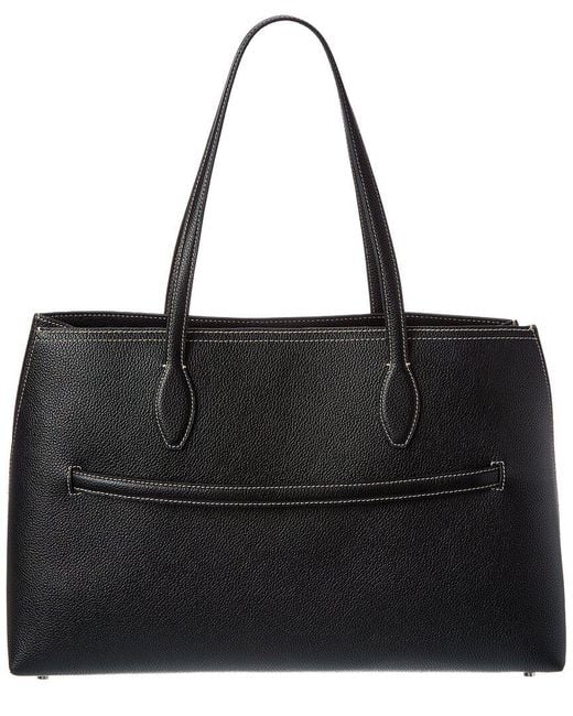 Totême Black Logo Leather Tote