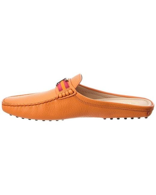 Tod's Orange Gommini Sabot Leather Loafer