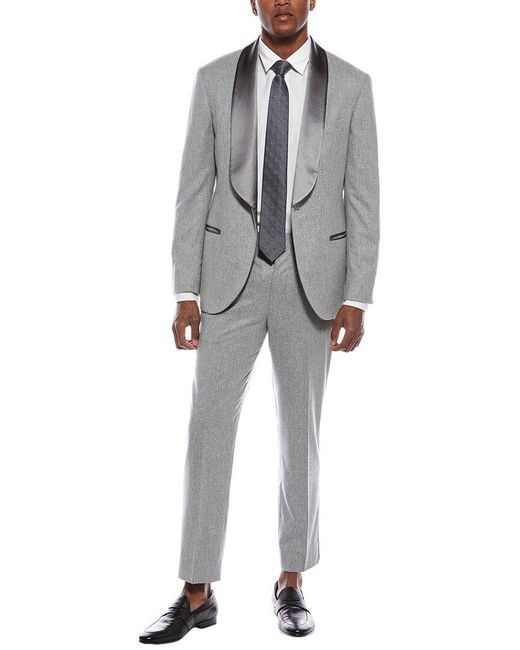 Brunello Cucinelli Gray 2Pc Wool, Silk, & Cashmere-Blend Suit With Flat Front Pant for men
