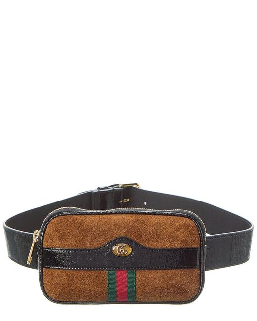 Gucci Brown Ophidia GG Suede & Leather Belt Bag