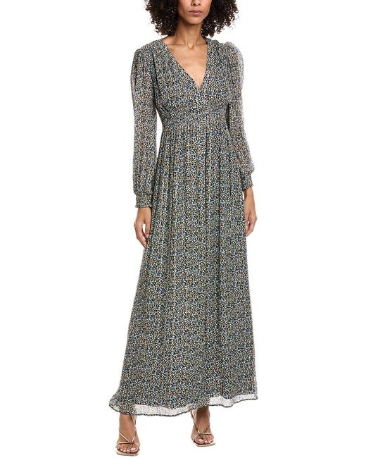 Ba&sh Gray Keira Silk-Blend Maxi Dress