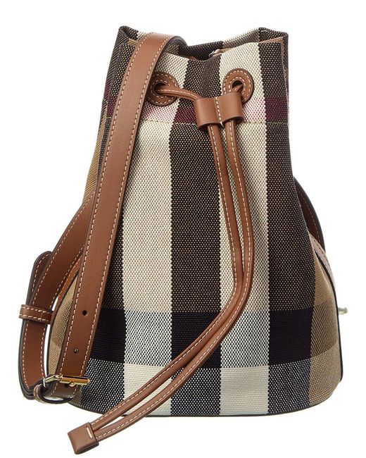 Burberry Brown Check Canvas & Leather Bucket Bag
