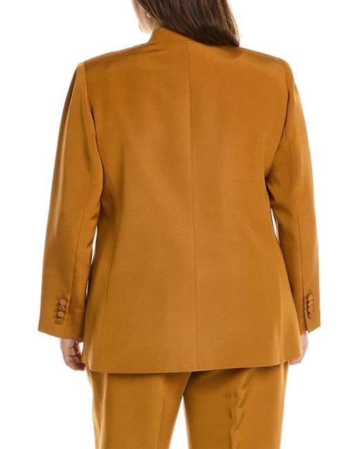 Lafayette 148 New York Brown Plus Wool & Silk-blend Blazer