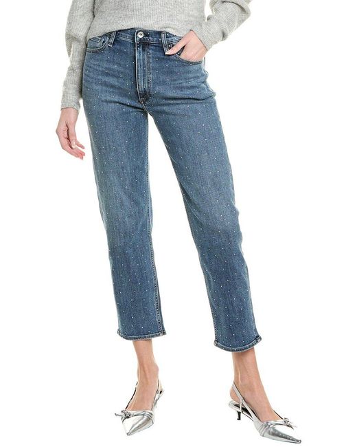 Rag & Bone Blue Hattie Medium Wash Jewels Ankle Straight Jean