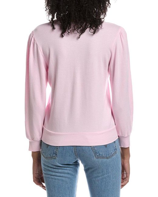 Michael Stars Red Sophy Puff Sleeve Henley T-Shirt