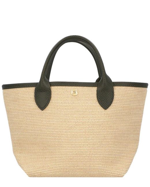 Longchamp Natural Le Panier Pliage Small Canvas Basket Bag