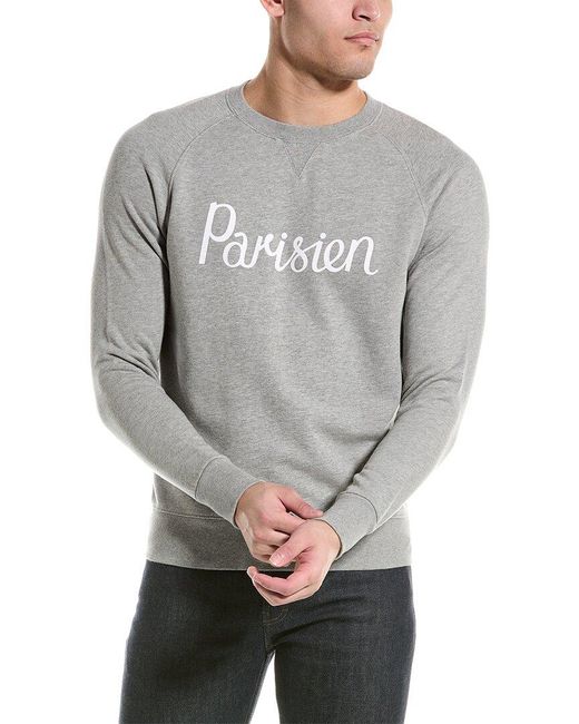 Maison Kitsuné Gray Fox Patch Crewneck Sweatshirt for men