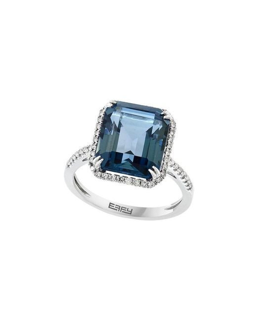 Effy Fine Jewelry Blue 14K 6.84 Ct. Tw. Diamond & London Topaz Ring