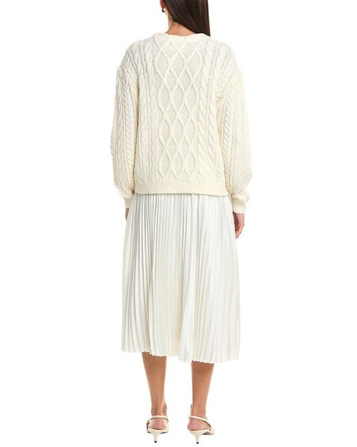 Cinq À Sept White Amandine Cardigan Wool-Blend Maxi Dress