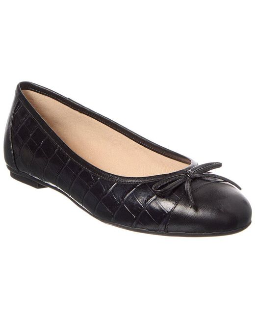 French Sole Blue Cordelia Croc-Embossed Leather Flat