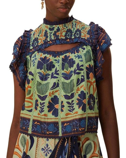 Farm Rio Green Sleeveless Blouse