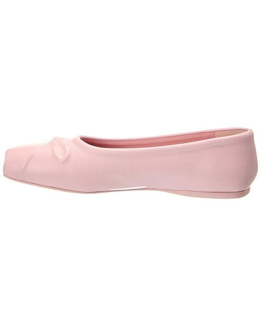 Marni Pink Bow Leather Ballerina Flat