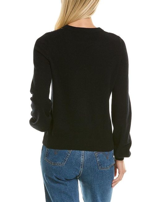 Autumn Cashmere Black Sequin Pointelle Cashmere Sweater