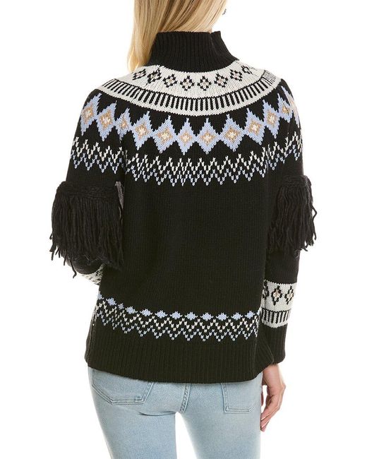 PEARL BY LELA ROSE Black Fairisle Wool & Cashmere-blend Sweater