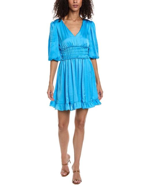 Taylor Blue Rumple Satin Mini Dress