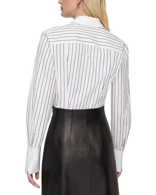 Lafayette 148 New York White Petite Drop Shoulder Fitted Shirt