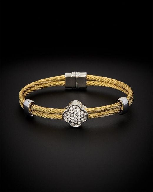 Juvell Black 18k Plated Cz Twisted Mesh Bangle Bracelet