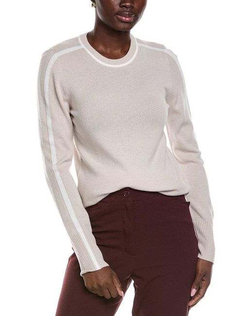 Reiss White Hannah Tipped Crew Neck Wool & Cashmere-Blend Sweater