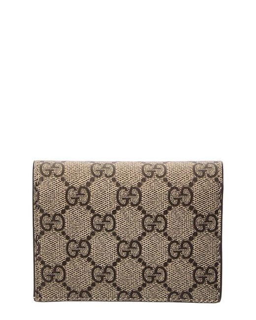 Gucci Gray Gg Marmont Gg Supreme Canvas & Leather Card Case