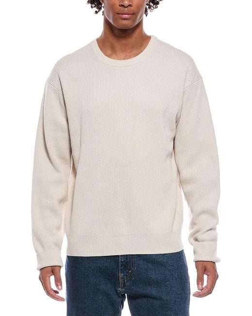 FRAME White Frame Ribbed Wool & Silk-blend Crewneck Sweater for men